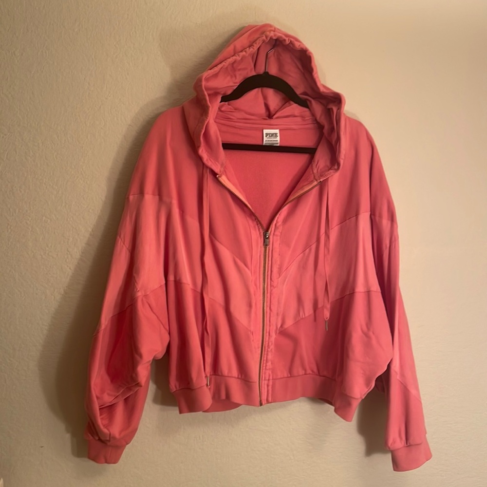 Victoria’s Secret Pink extra-large slouchy full zip hoodie coral pink.